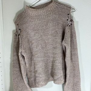 John  &. Jenn cold shoulder chunky knit long flared sleeve sweater no si…